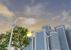Skyscrapers ｜ Wind power ｜ Trees ｜ Environment / Nature / Energy / Disaster materials ――Environmental image ｜ Free illustration material
