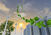 Dusk | Wind Turbine | Business District | Environment / Nature / Energy / Disaster --Environmental Image | Free Illustration Material