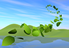 Leaves fly in the wind | Pond | Mountains | Environment / Nature / Energy / Disasters --Environmental image | Free illustration material